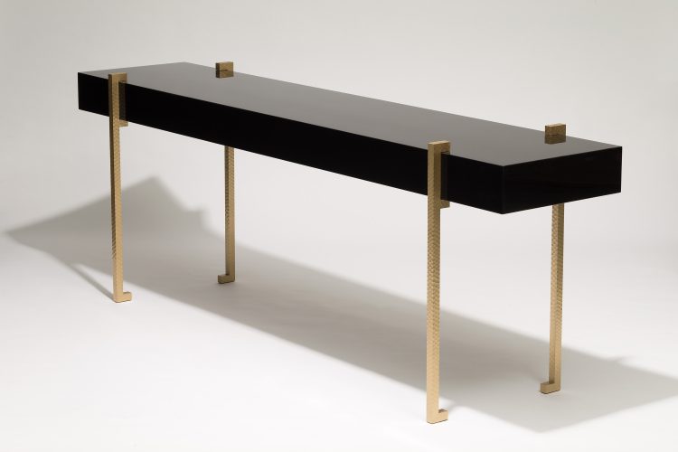 lacquer console with worked brass legs 2