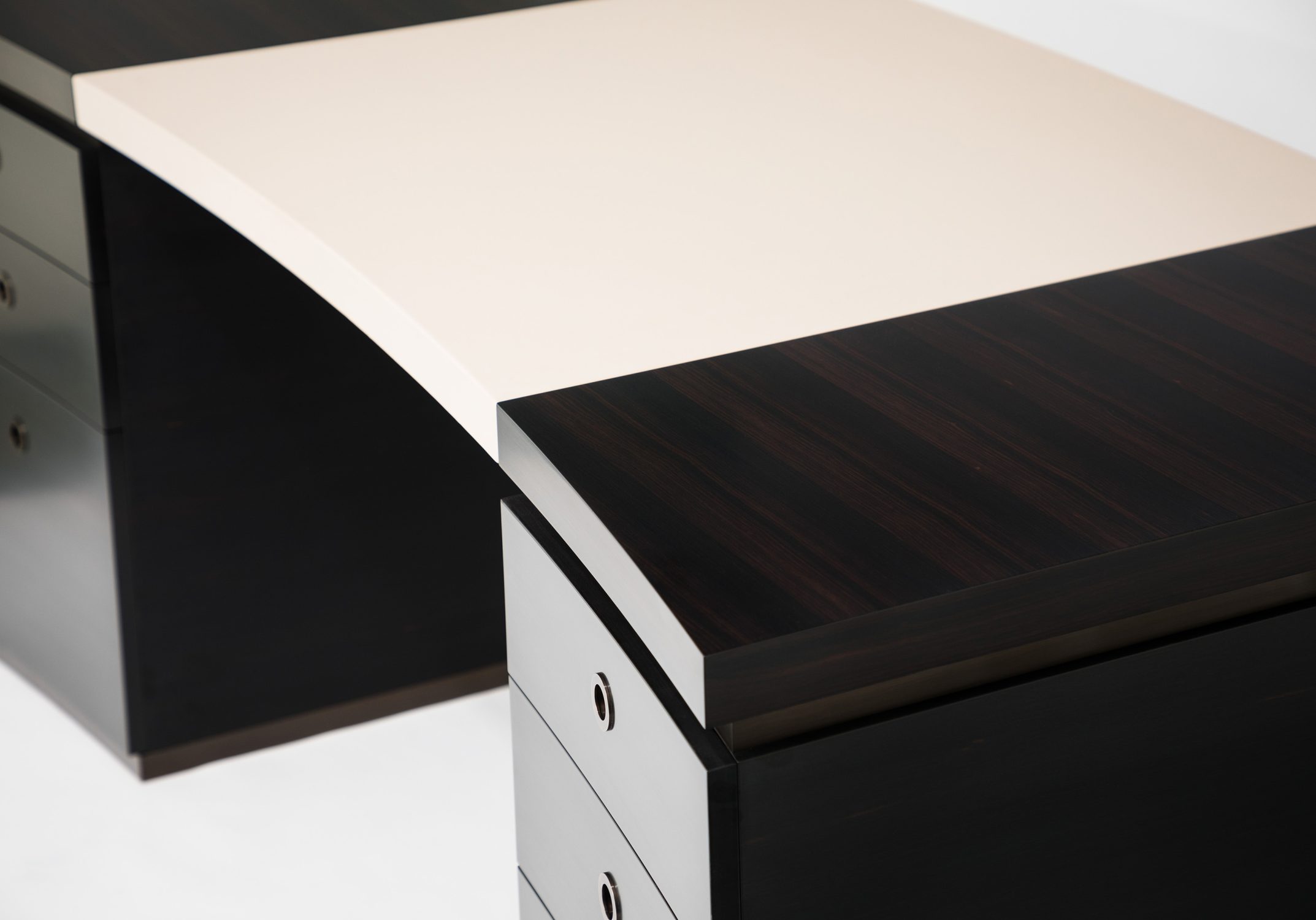 curved ebony and leather desk detail 3