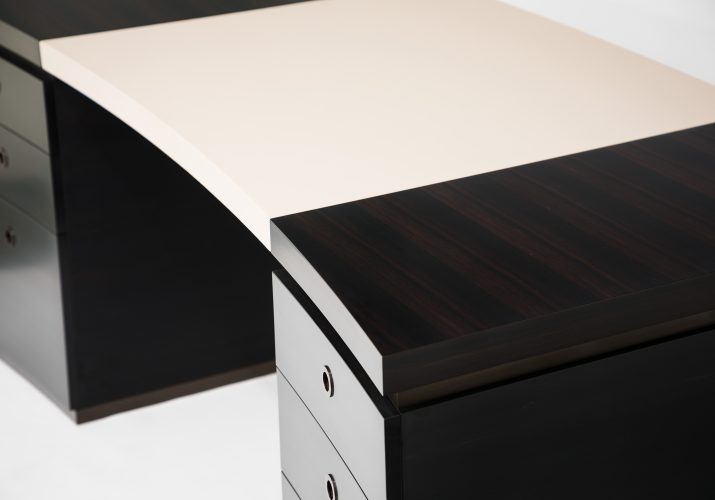curved ebony and leather desk detail 3