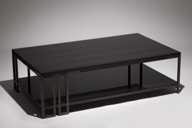 modern coffee table in ebony and worked black-bronze 1