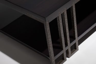 modern coffee table in ebony and worked black-bronze 2