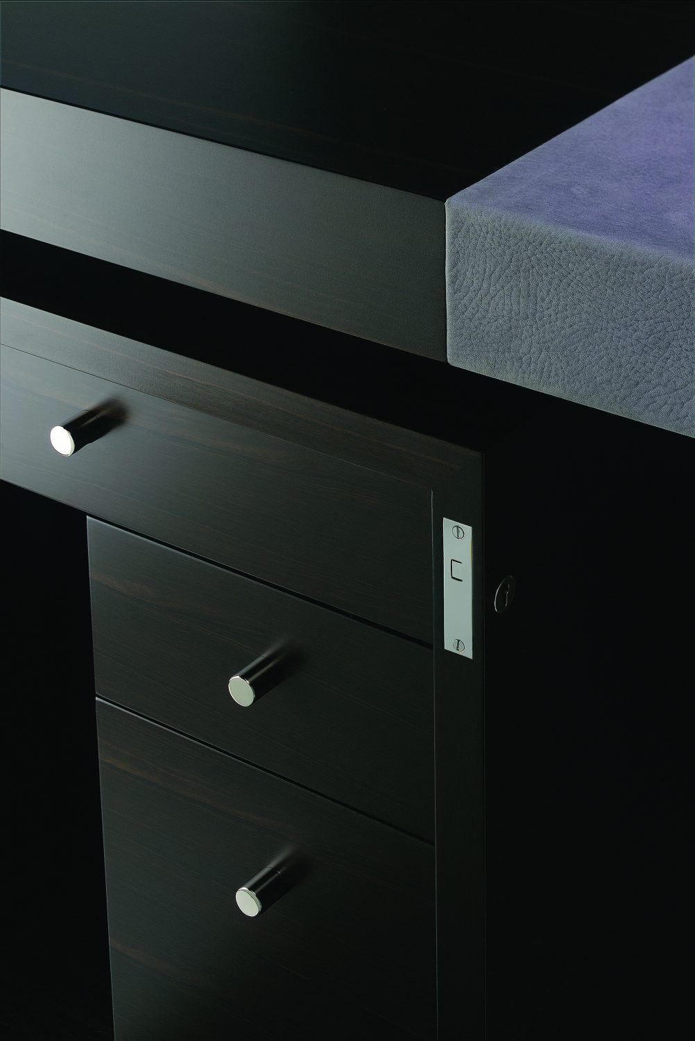 ebony and leather desk detail