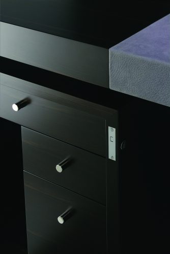 ebony and leather desk detail