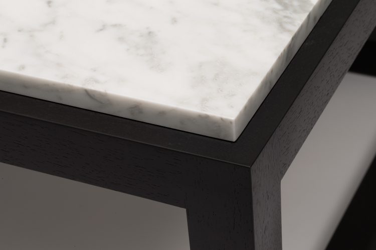 marble and wood coffee table detail