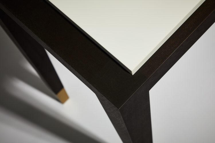 modern table walnut corian detail